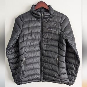 Patagonia | Black Sweater Jacket, Goose Down Puffer Coat, Size XL